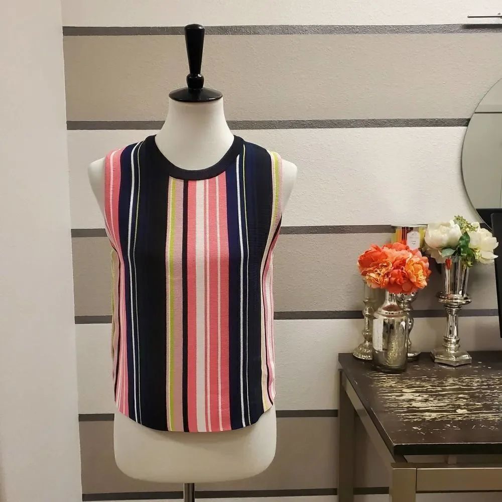 Rachel Roy Striped Woven Tank Top Sz L